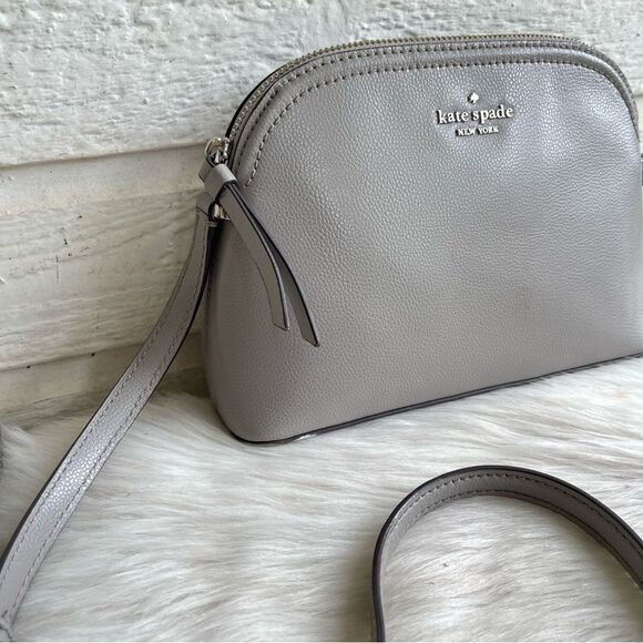 KATE SPADE Grey Leather Patterson Drive Dome Crossbody Messenger Bag Mulberry - Picture 2 of 10